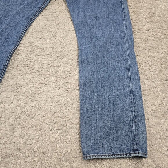 Levis 501 Jeans Men 42x34 (Fits 41x33) Blue Button Fly Straight Medium Wash - Picture 2 of 13